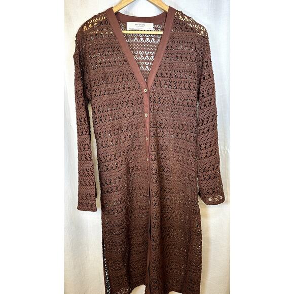 NWOT Peace Love World QVC Boho Crochet Lace Sweater Duster Boho Cardigan Sz S - Picture 2 of 6